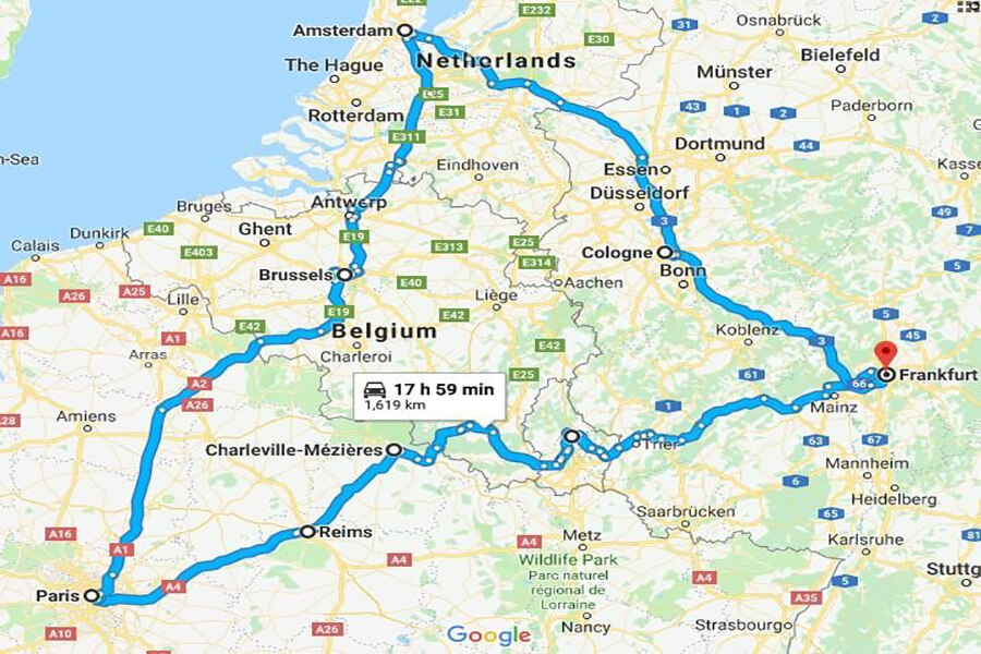 Map tour Du lịch Châu Âu 9 Ngày