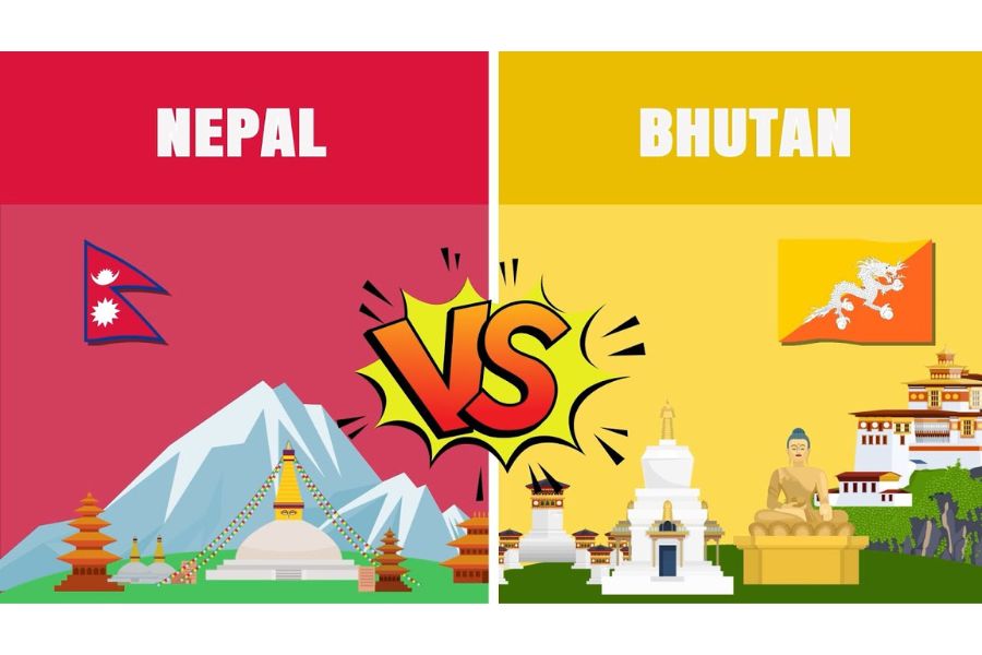 nepal và bhutan khác nhau như thế nào
